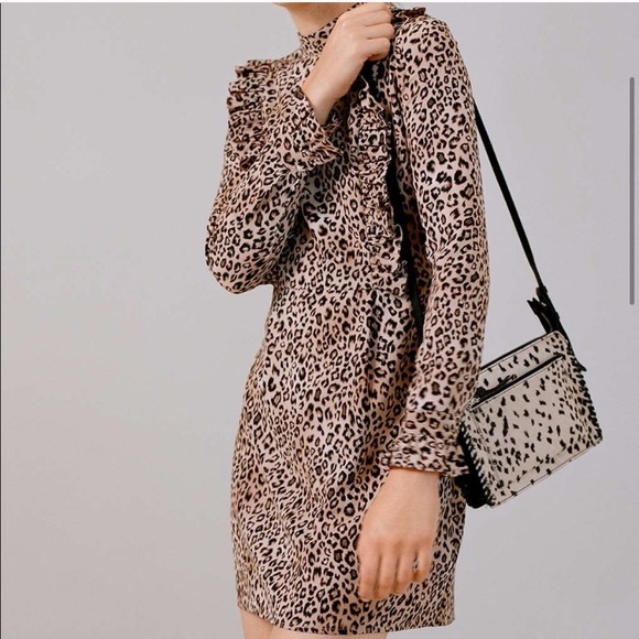 Topshop Petite Animal Print Ruffle Mini Dress - Picture 6 of 8